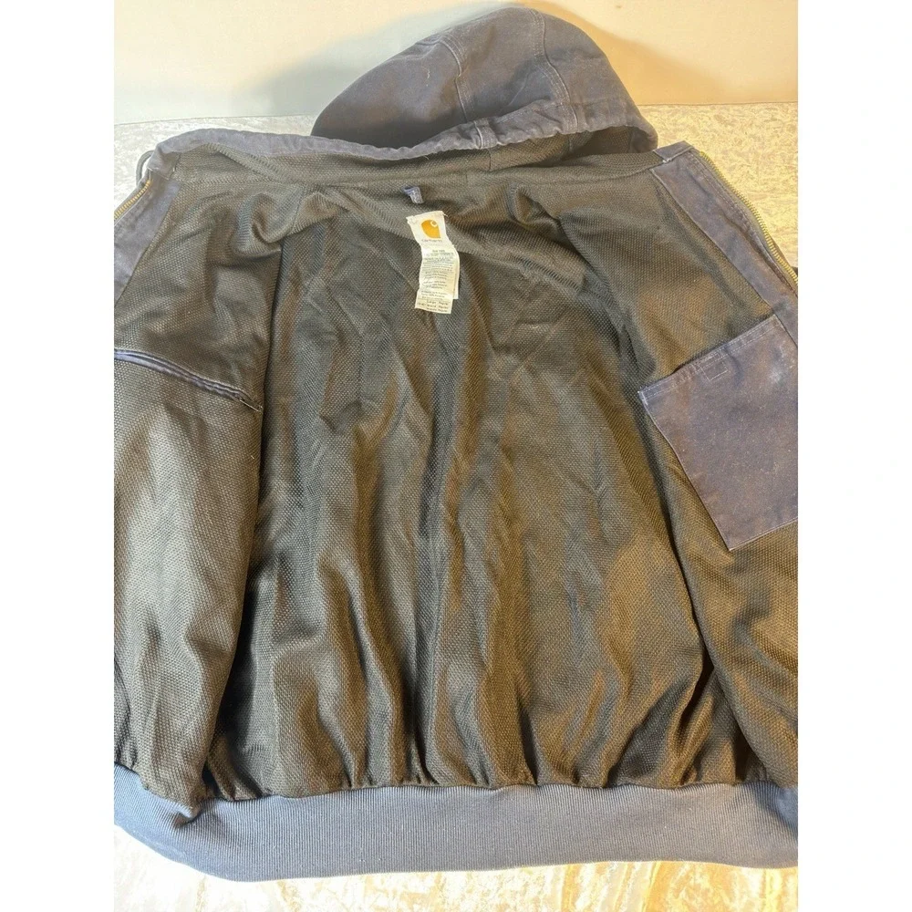 Carhartt J140 Active Jacket Large‎ Regular MDT Blue Hooded Duck Canvas Workwear